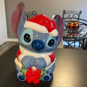 DISNEY CHRISTMAS SANTA LILO AND STITCH CANISTER CANDY OR COOKIE JAR NWT RARE